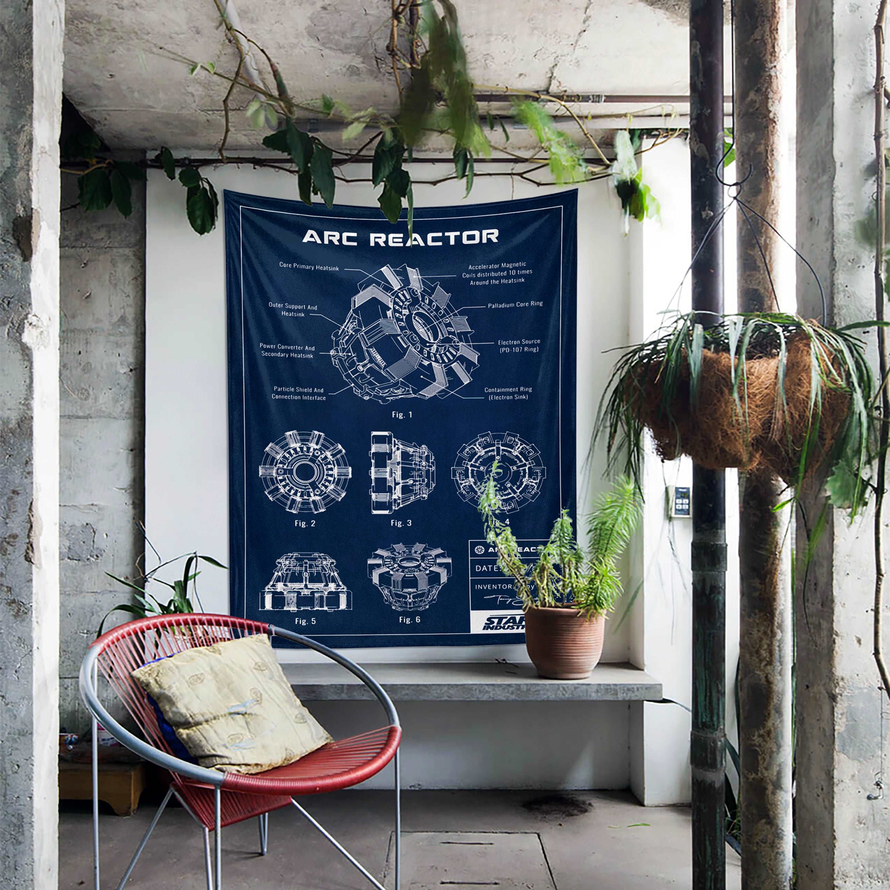 Arc Reactor Navy Blue - Duvar Örtüsü