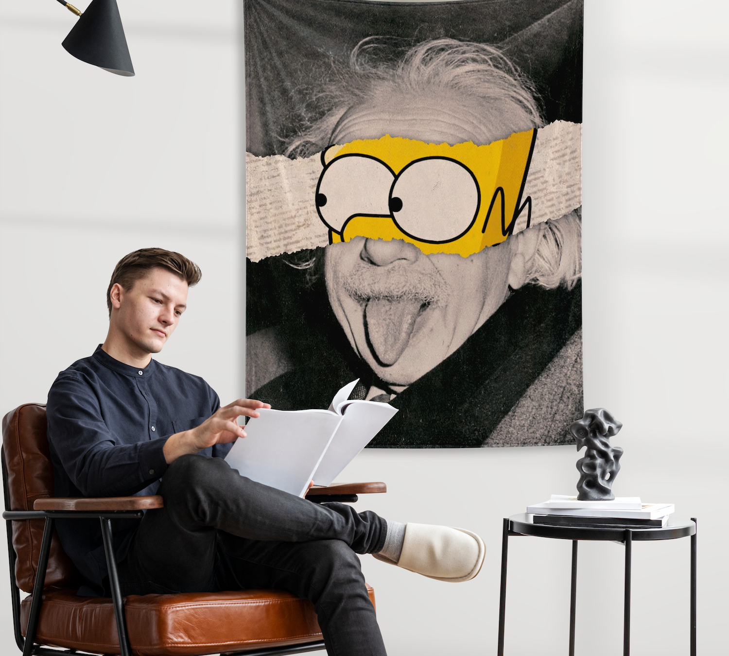 Albert Einstein / Homer Simpson Duvar Örtüsü