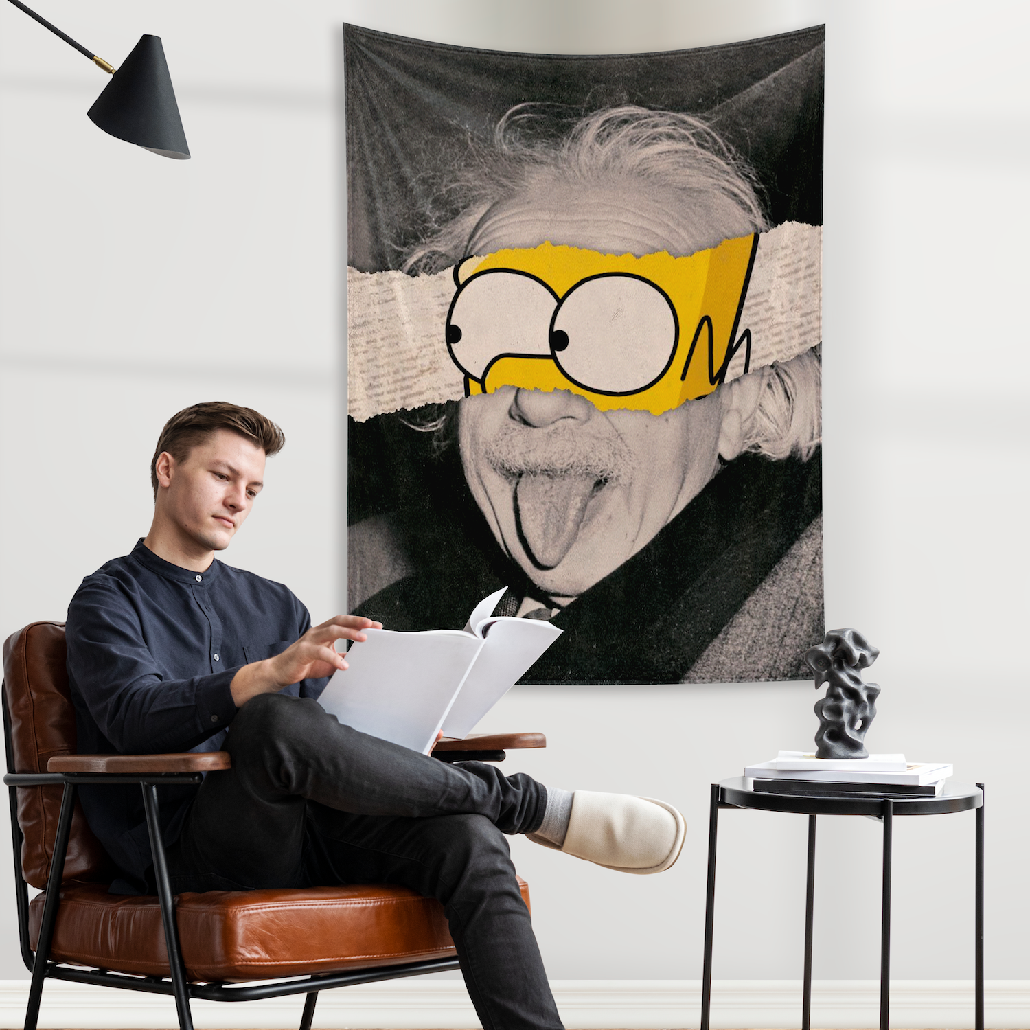 Albert Einstein / Homer Simpson Duvar Örtüsü