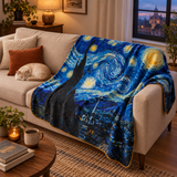 The Starry Night - Yıldızlı Gece Polar Tv Battaniyesi — aynı ortamda çapraz görünüm
