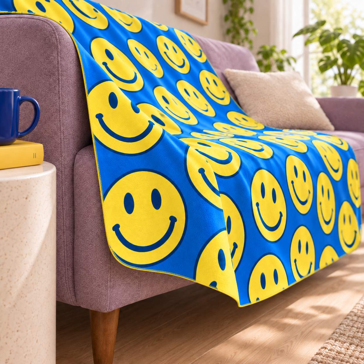 Happy Company Polar TV Battaniyesi — yandan kenar ve ince dikiş detayı