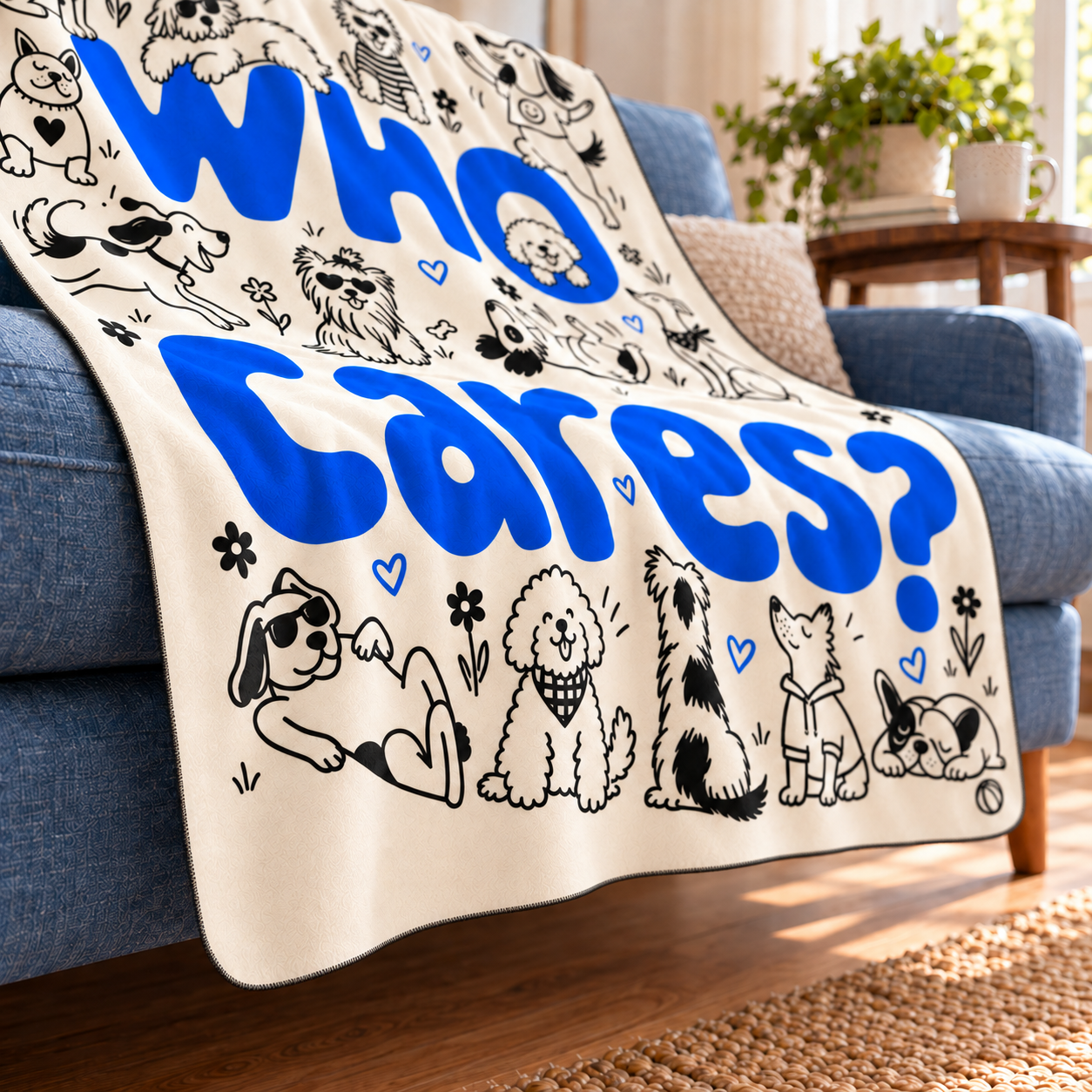 Who Cares Polar TV Battaniyesi — yandan kenar ve ince dikiş detayı