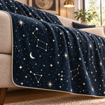 Midnight Sky Polar TV Battaniyesi — yandan kenar ve ince dikiş detayı