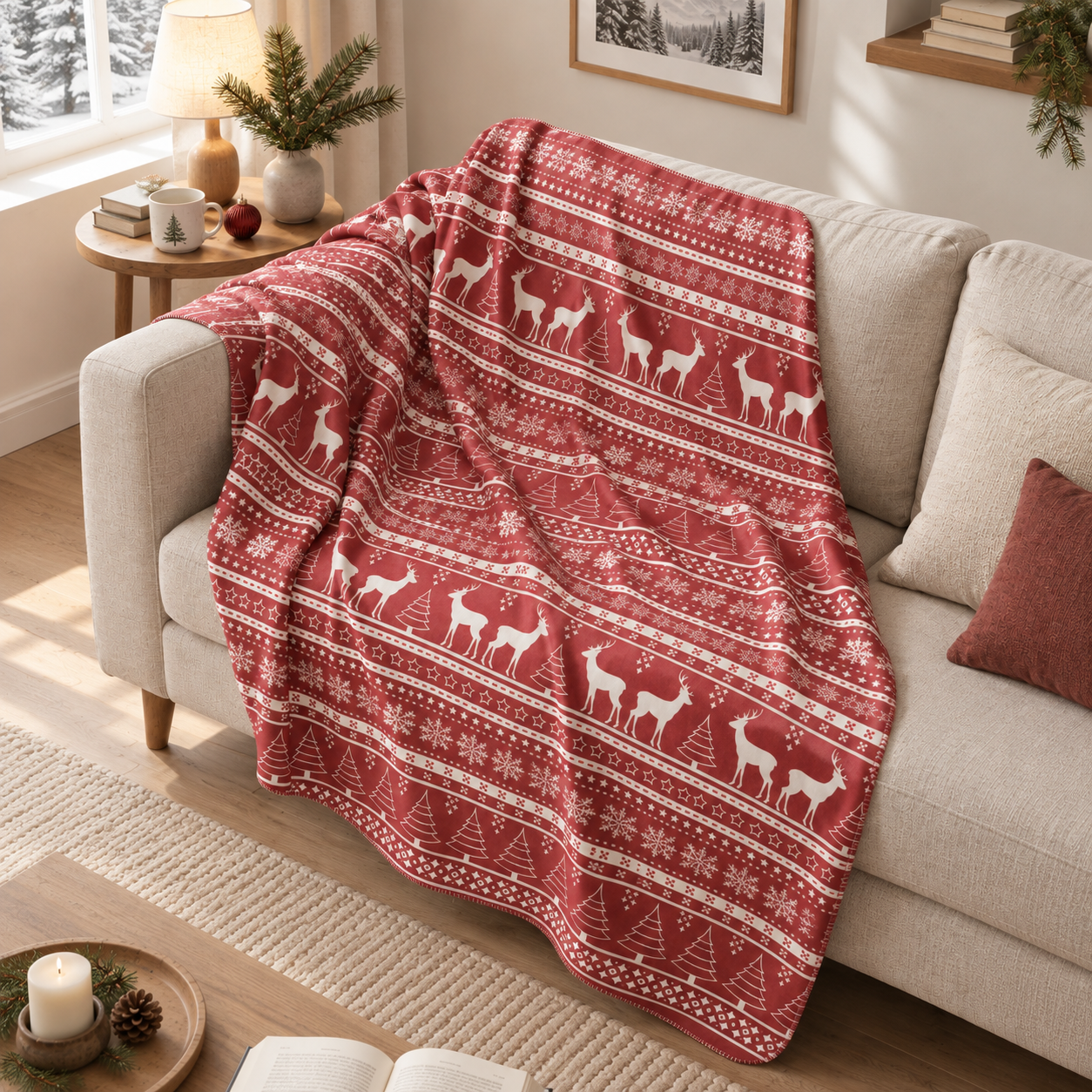 Red Santa Polar Tv Battaniyesi — aynı ortamda çapraz görünüm