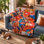 Pop Art - Çizgi Romanlı Polar Tv Battaniyesi — aynı ortamda çapraz görünüm