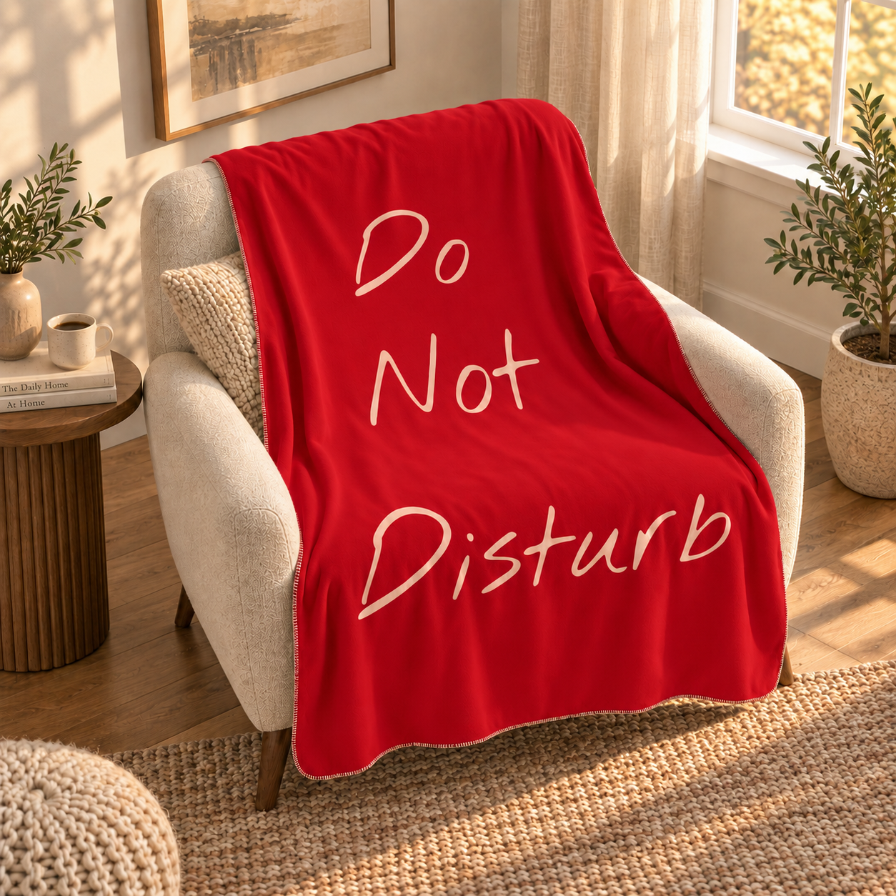 Do Not Disturb Burgundy Polar Tv Battaniyesi — aynı ortamda çapraz görünüm