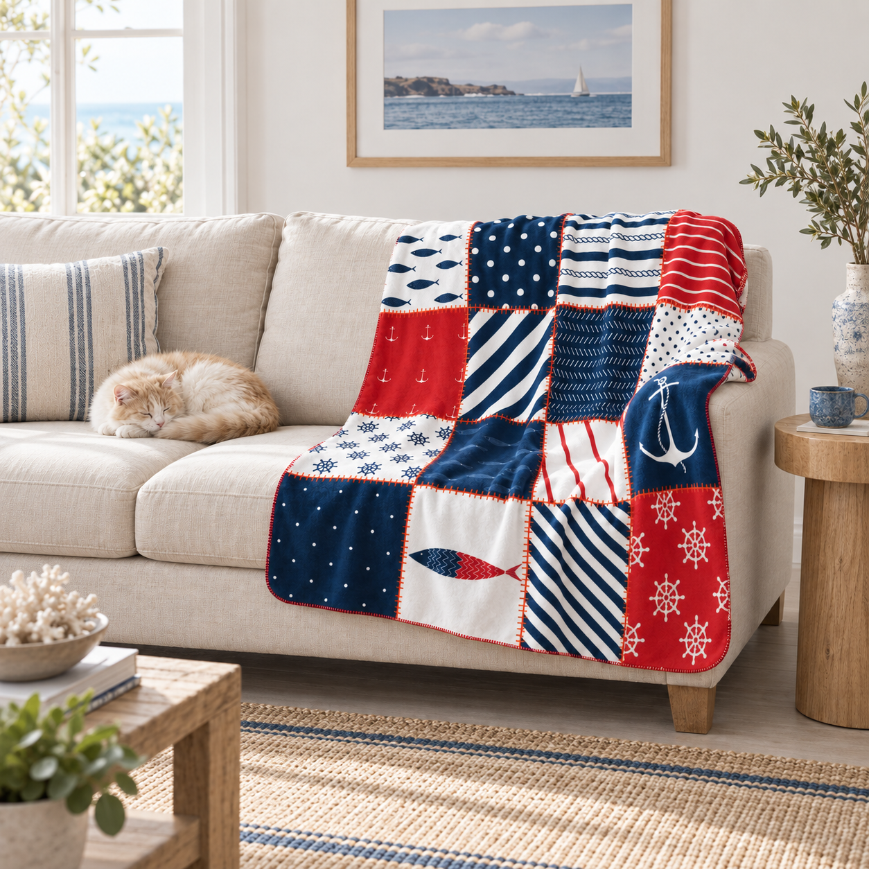 Marine Patchwork Polar Tv Battaniyesi — Ek açı
