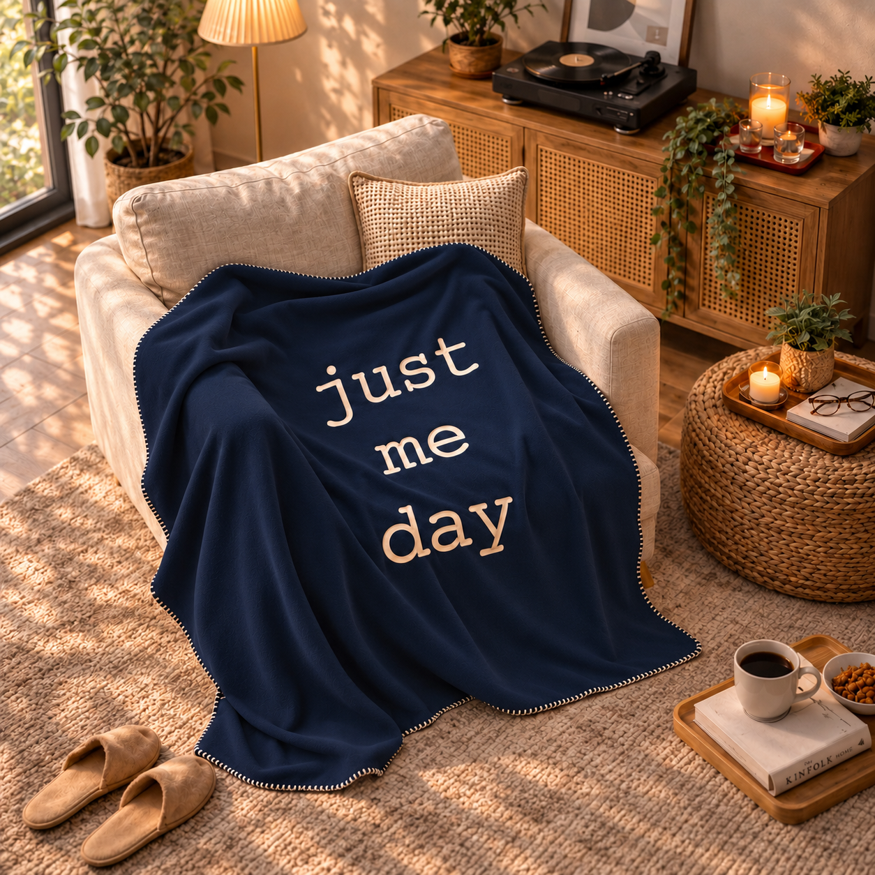Just Me Day Navy Blue Polar Tv Battaniyesi — aynı ortamda çapraz görünüm
