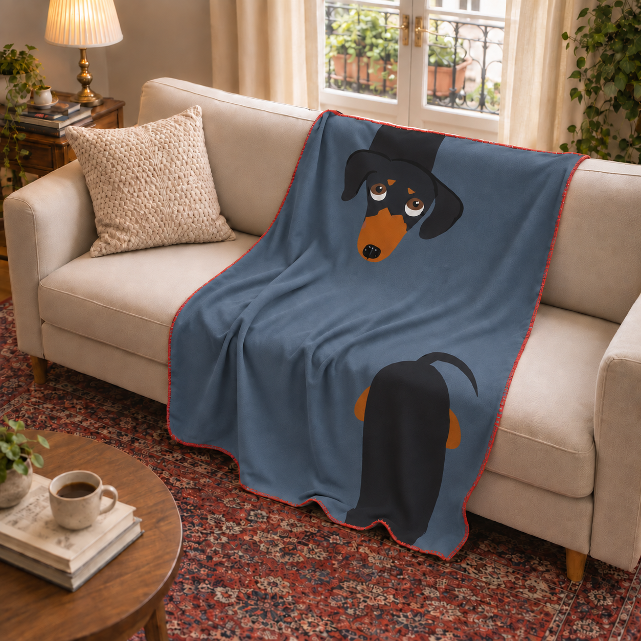 Dachshund - Köpekli Polar Tv Battaniyesi — aynı ortamda çapraz görünüm