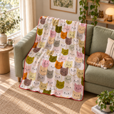 Pastel Cat Pattern – Kedi Desenli Polar Tv Battaniyesi — aynı ortamda çapraz görünüm