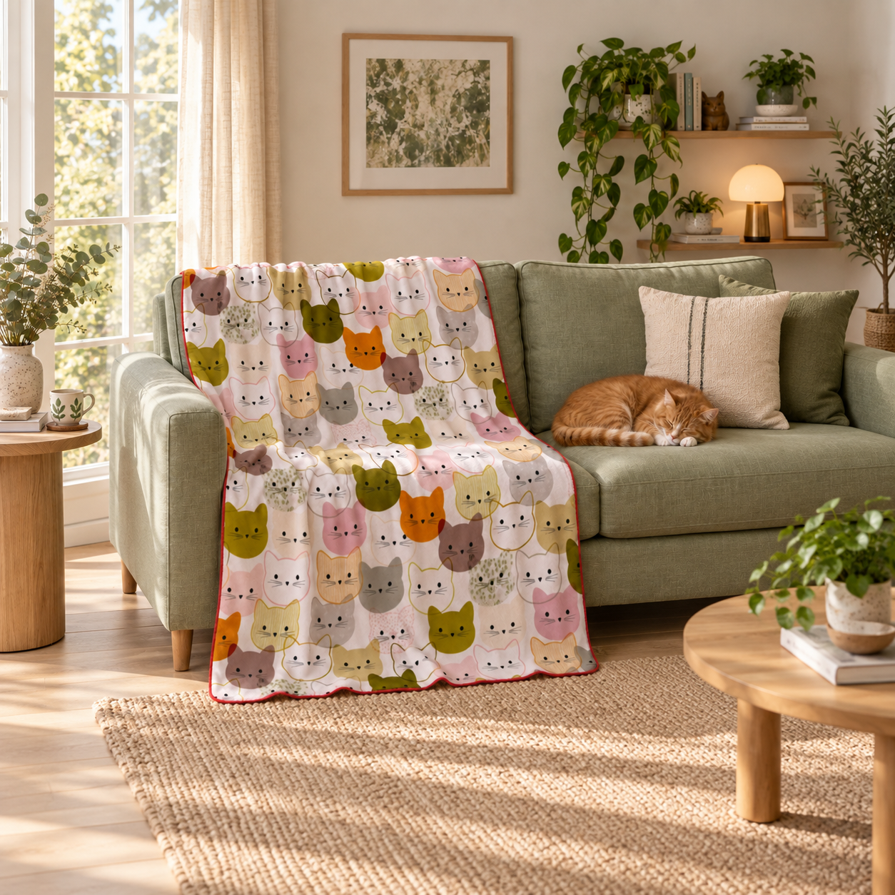 Pastel Cat Pattern – Kedi Desenli Polar Tv Battaniyesi — İkinci açı aynı oda 22 Eylül
