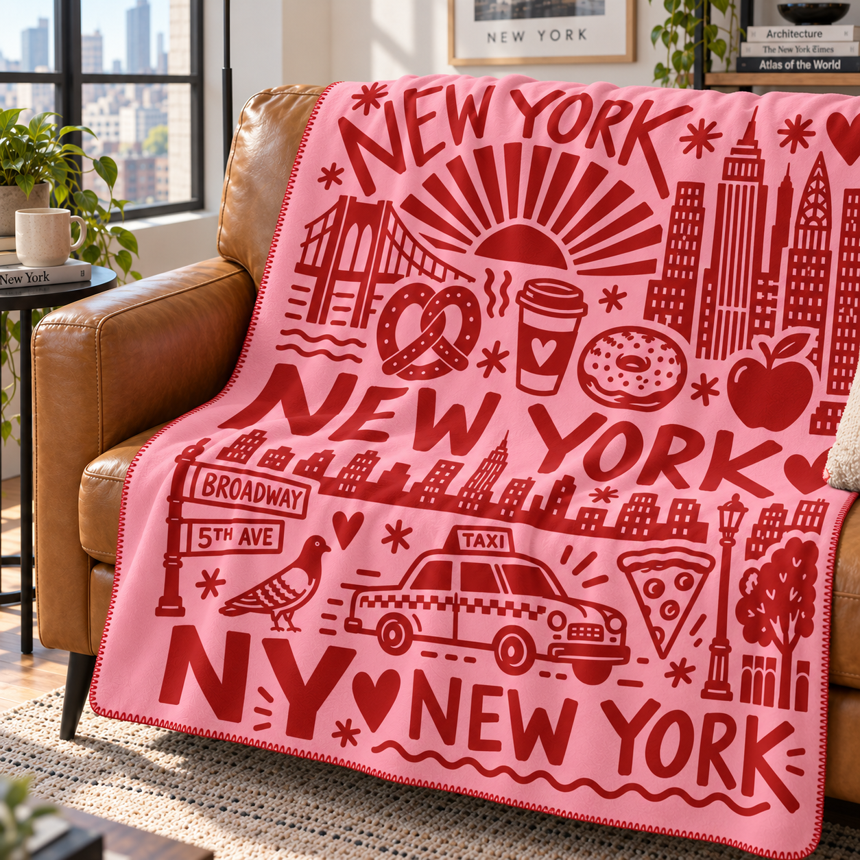 New York Daydream Polar TV Battaniyesi — Dikiş yakın plan · Ekim 2026