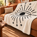 All Seeing Eye Polar TV Battaniyesi — yandan kenar ve ince dikiş detayı