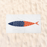 Blue &amp; Orange a Fish - Fish Beach Towel