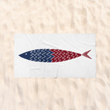 Burgundy &amp; Blue a Fish - Fish Beach Towel