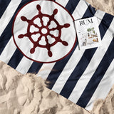 Navy Blue Striped Helm - Beach Towel