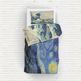 The Starry Night &amp; Kanagawa Oki Nami Ura Double-Sided Duvet Cover Set