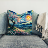 Cherry Blossom / The Starry Night Double Sided Throw Pillow Cover 2 Pieces
