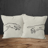 Hands / The Creation of Adam Double-Sided Throw Pillow Set