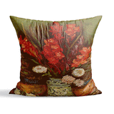 Vase with Red Gladioli Çift Taraflı Kırlent Kılıfı 2 Adet