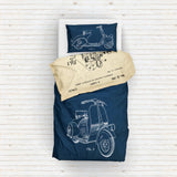 Vespa Navyblue & Leica M Fotoğraf Makinesi Vintage Çift Taraflı Nevresim Takımı