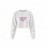 Do Whatever the Fuck Makes You Happy Crop Sweatshirt – Beyaz – ön görünüm