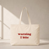 Warning I Bite Club Tote Bag