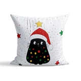 Tombik Yılbaşı Kedileri Çift Taraflı Kırlent Kılıfı Seti