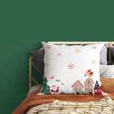 Christmas Town &amp; Deer Double Sided Throw Pillow Cover Set