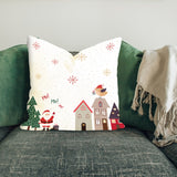 Christmas Town &amp; Deer Double Sided Throw Pillow Cover Set