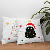 Chubby Christmas Cats Double-Sided Throw Pillow Cover Set