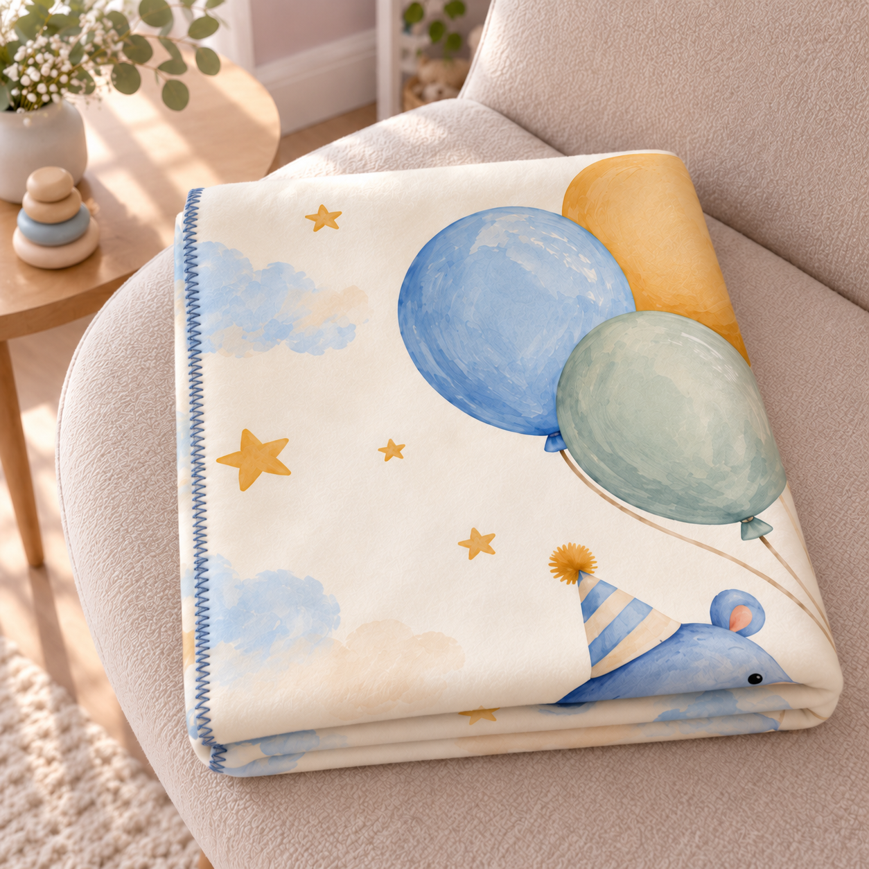 Balloon Hippo Polar Bebek Battaniyesi — Katlı görünüm