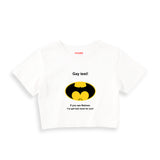 Gay Test - Batman Crop Tişört — Beyaz — Ön baskı