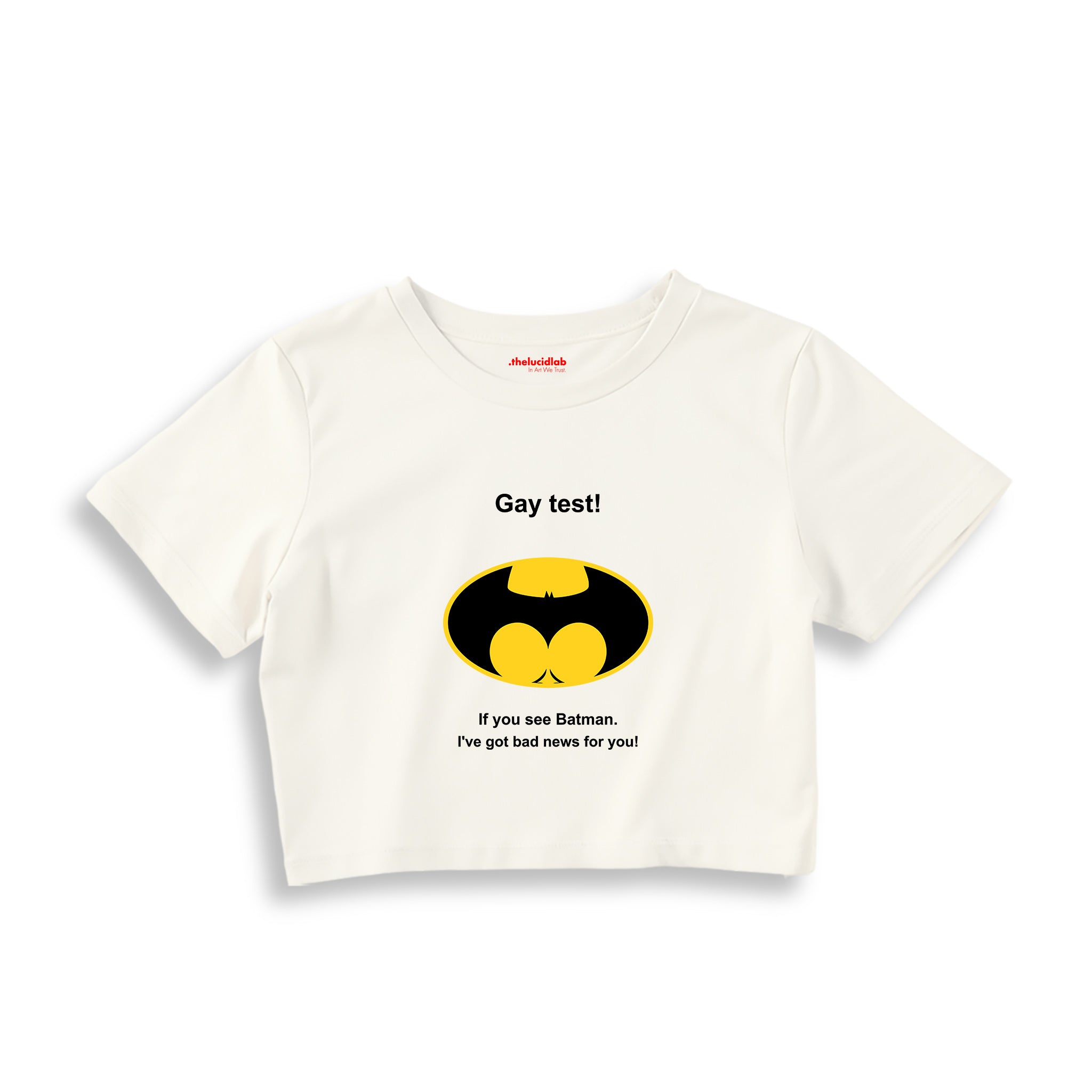 Gay Test - Batman Crop Tişört — Ekru — Ön baskı