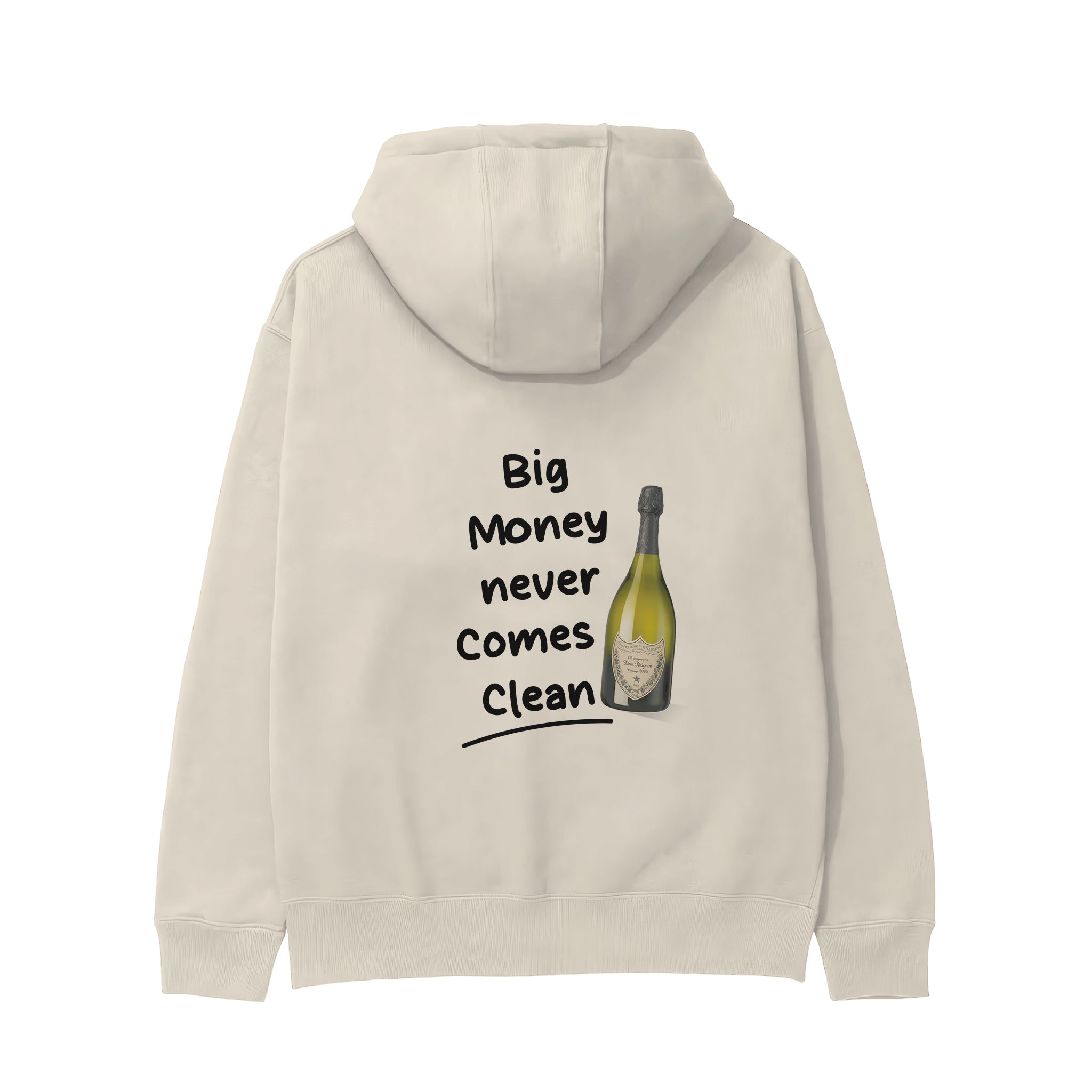 Big Money Never Comes Clean Hoodie - Krem - arka görünüm