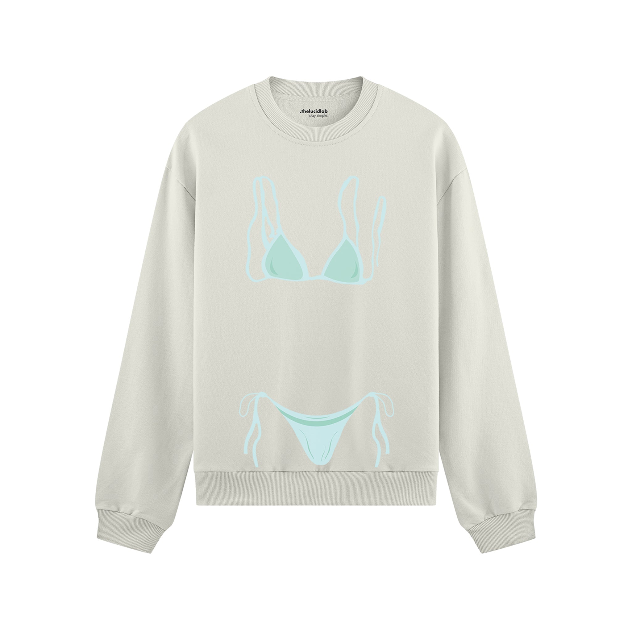 Blue Bikini Oversize Sweatshirt - Beyaz - ön görünüm