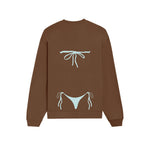 Blue Bikini Oversize Sweatshirt - Kahverengi - arka görünüm