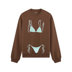 Blue Bikini Oversize Sweatshirt - Kahverengi - ön görünüm