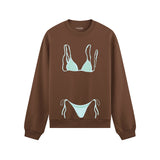 Blue Bikini Oversize Sweatshirt - Kahverengi - ön görünüm
