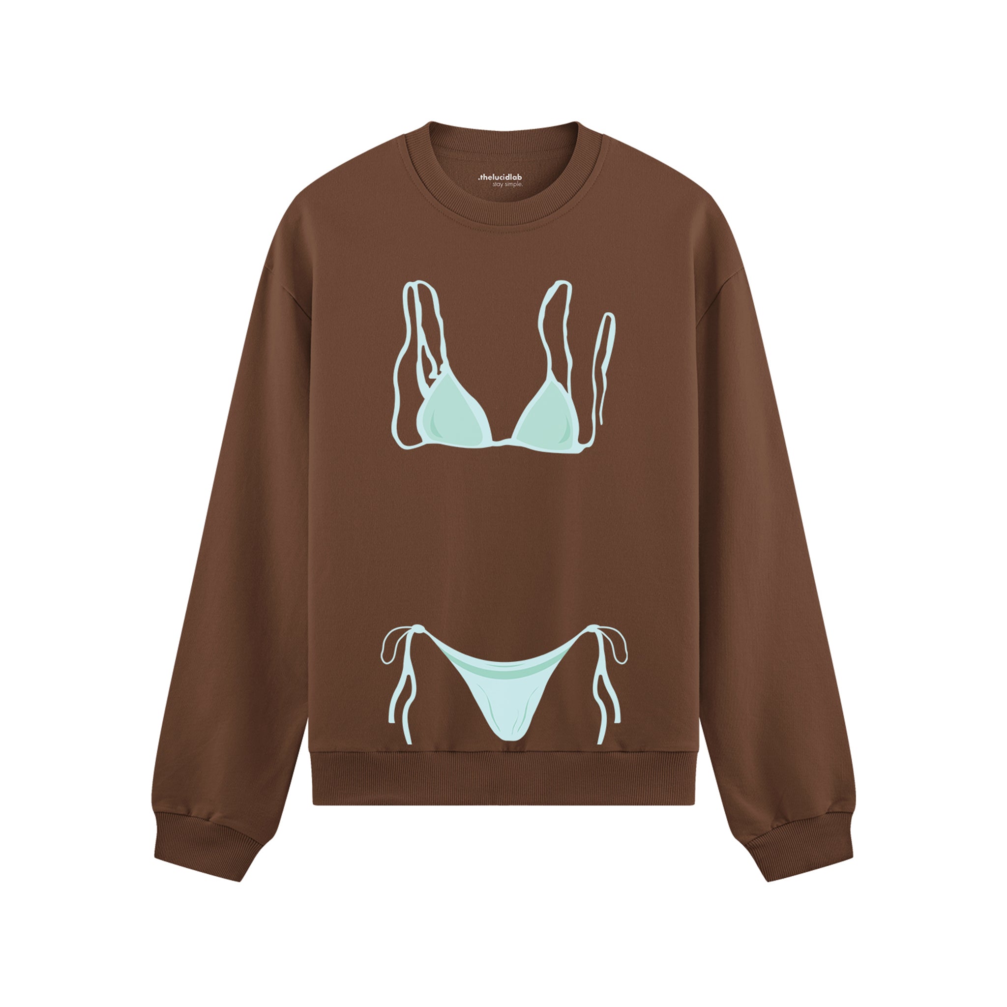 Blue Bikini Oversize Sweatshirt - Kahverengi - ön görünüm