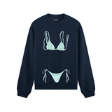 Blue Bikini Oversize Sweatshirt - Lacivert - ön görünüm