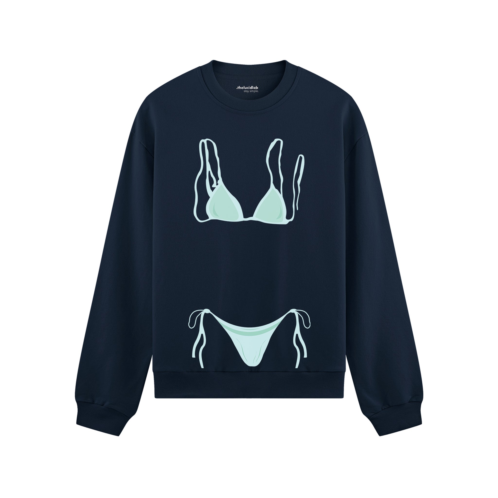 Blue Bikini Oversize Sweatshirt - Lacivert - ön görünüm
