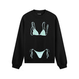 Blue Bikini Oversize Sweatshirt - Siyah - ön görünüm