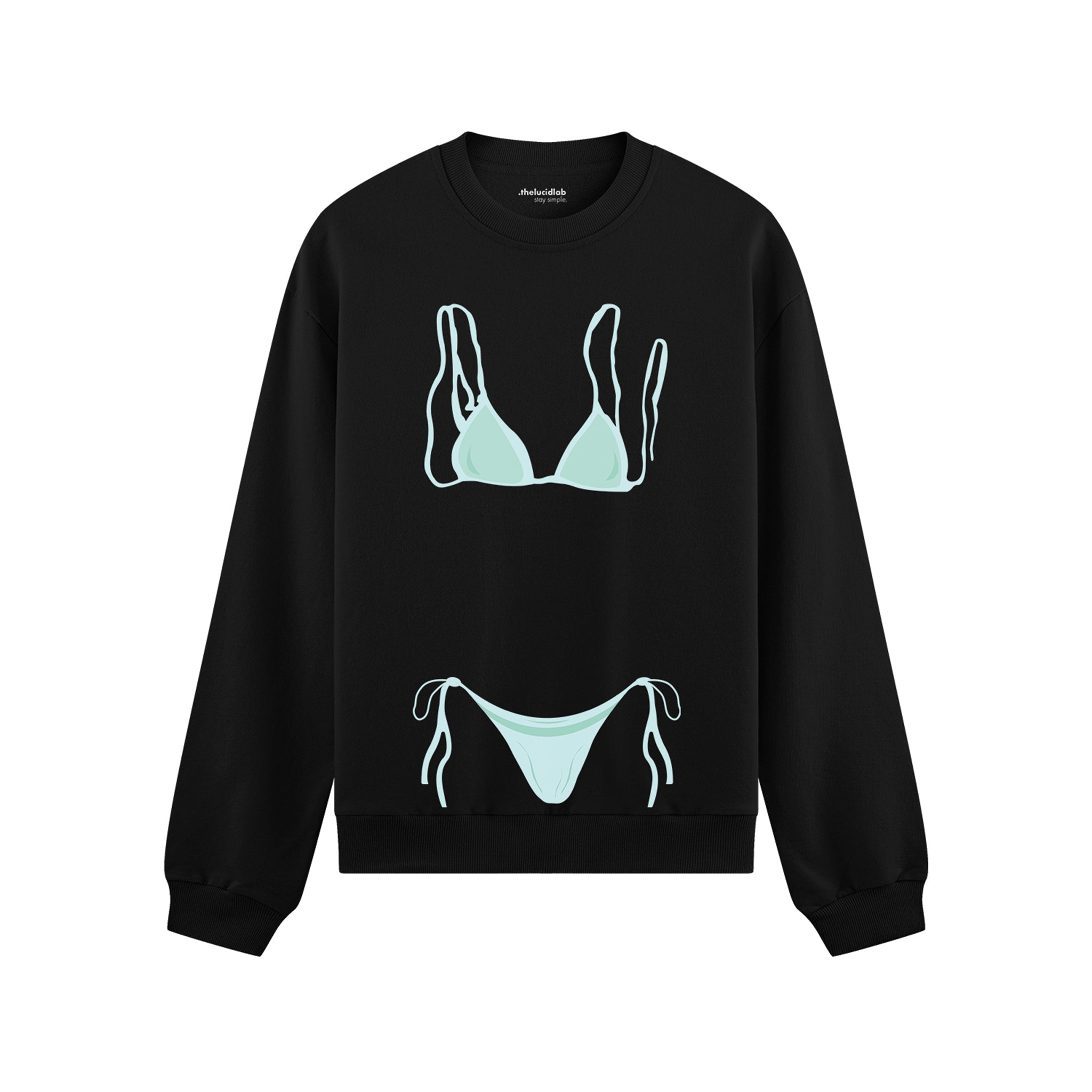 Blue Bikini Oversize Sweatshirt - Siyah - ön görünüm