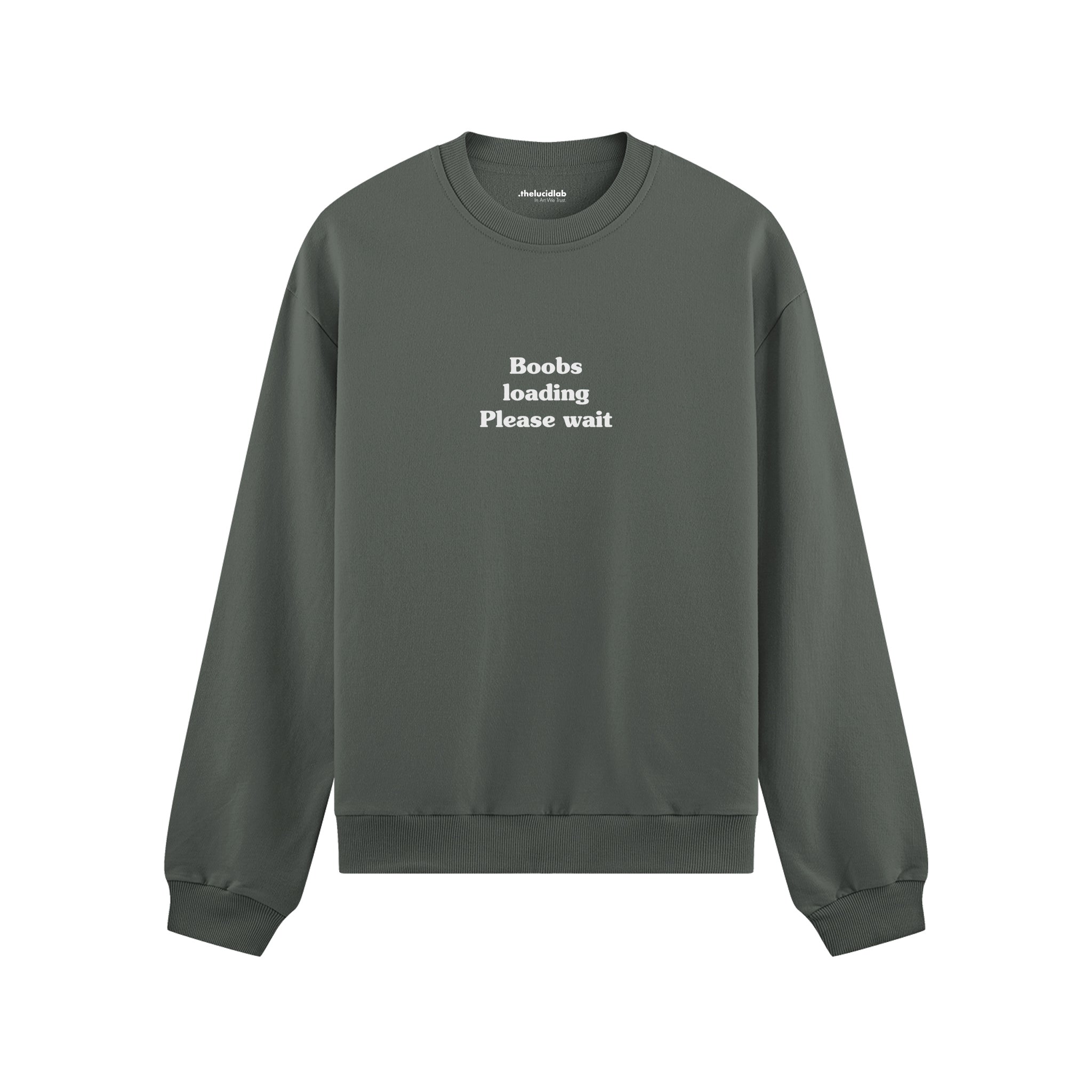 Boobs Loading Please Wait Oversize Sweatshirt - Antrasit - ön görünüm