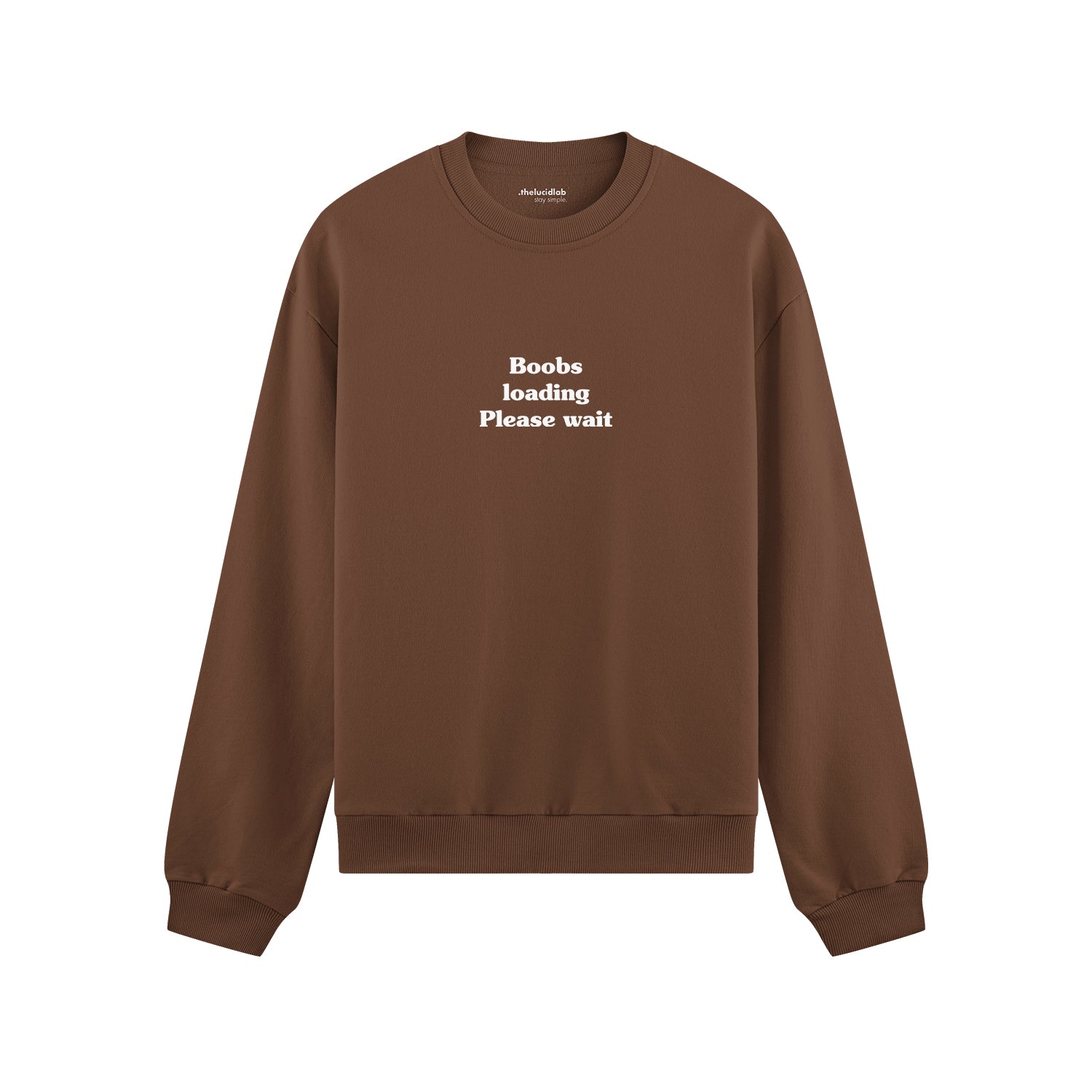 Boobs Loading Please Wait Oversize Sweatshirt - Kahverengi - ön görünüm