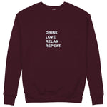 Drink Love Relax Repeat Sweatshirt — Bordo — Görsel 1