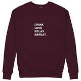 Drink Love Relax Repeat Sweatshirt — Bordo — Görsel 1