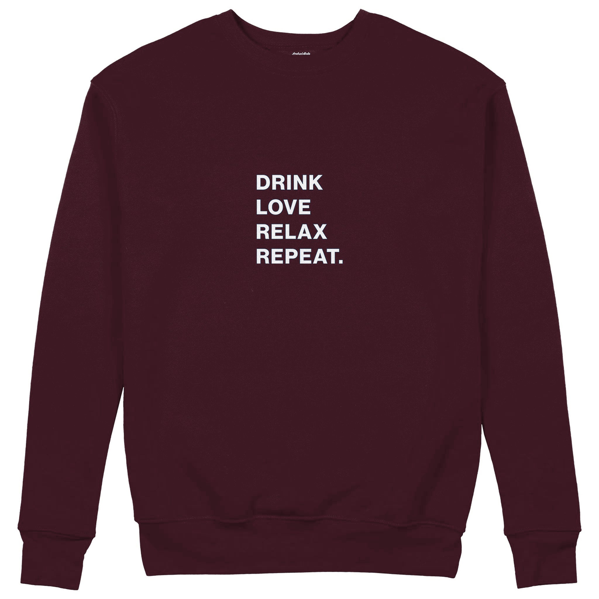 Drink Love Relax Repeat Sweatshirt — Bordo — Görsel 1