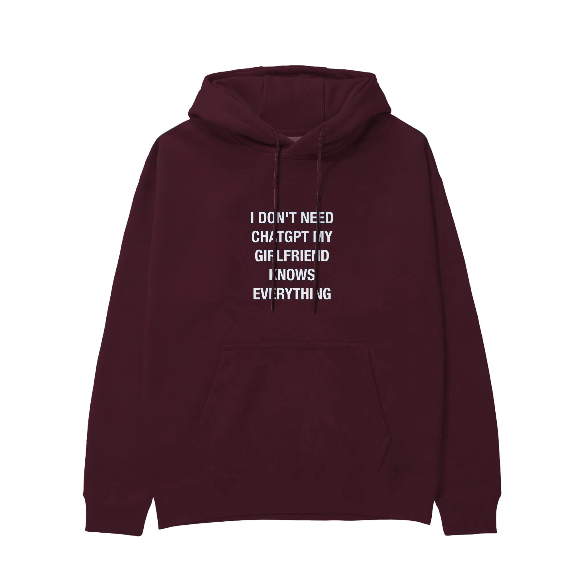 Girlfriend Knows Everything Hoodie — Bordo — Görsel 1